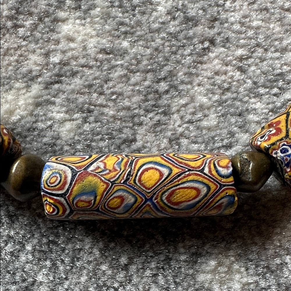 VENETIAN MILLEFIORI GLASS TRADE BEADS Necklace. VINTAGE - Picture 7 of 16